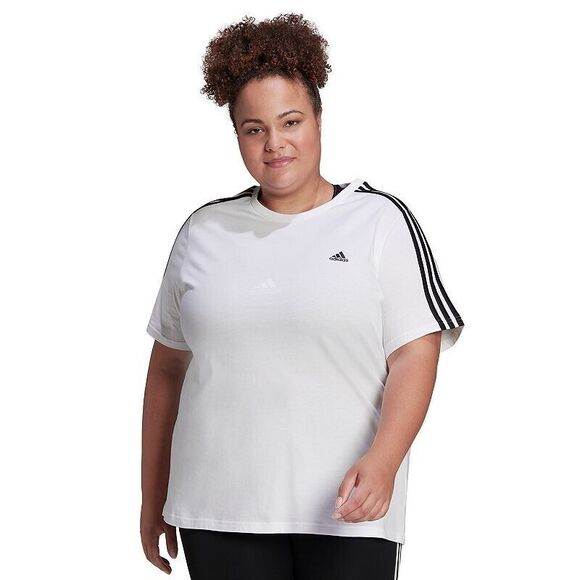 Adidas Plus Size Essentials Slim 3-Stripes T-Shirt, White, 4X - Picture 1 of 1